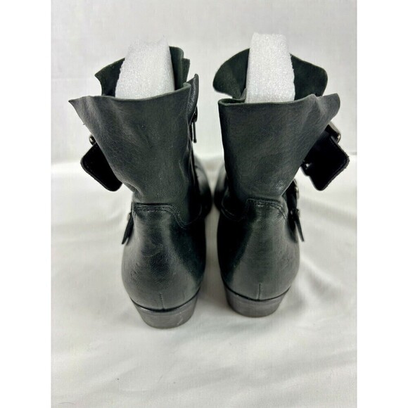 Paul Green Denver Biker Moto Boots Black Leather 8 Harness Buckles - Picture 5 of 12